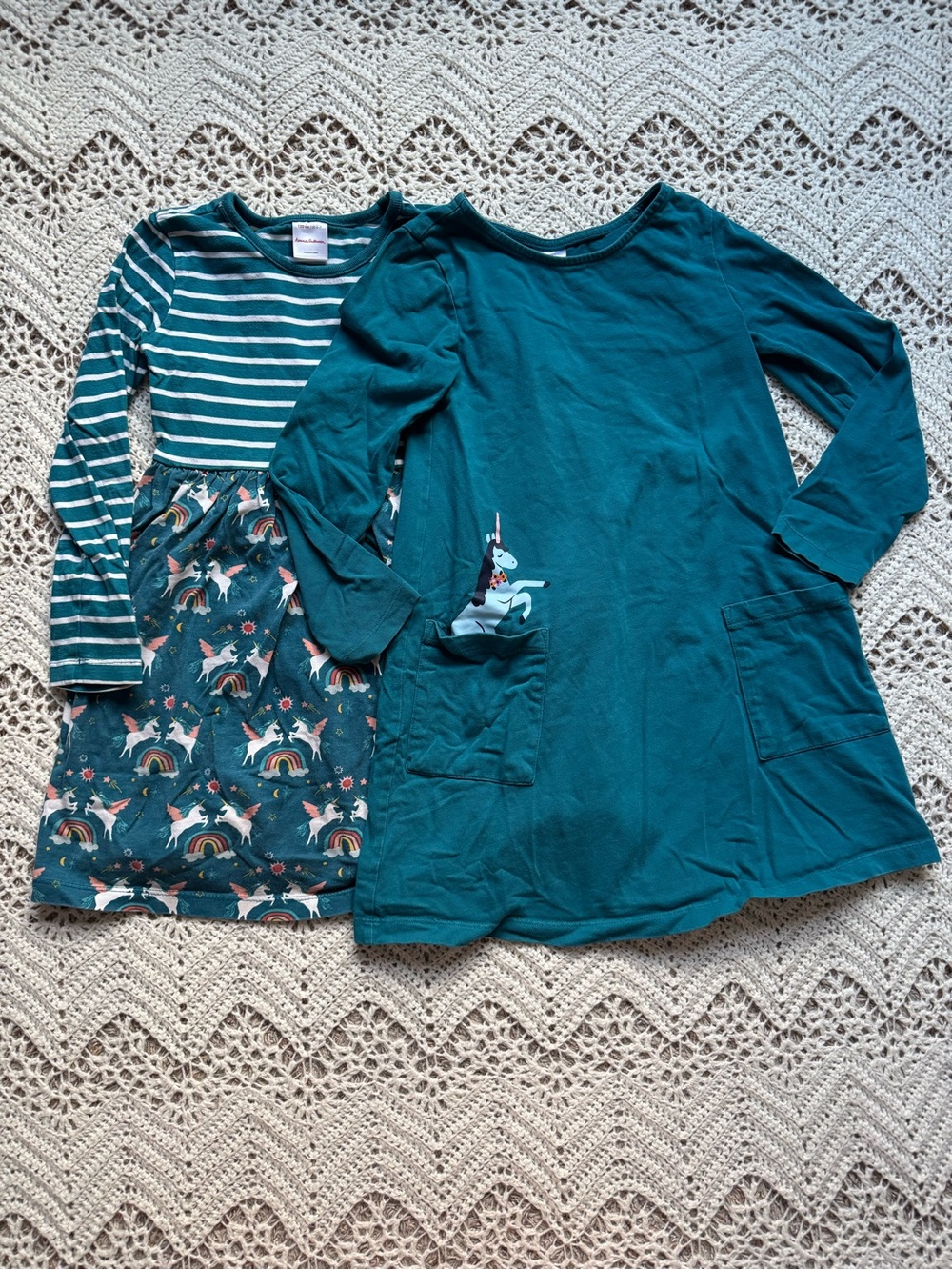 Hanna Andersson Bundle Blue Unicorn Girl 6-7 Dresses Back to School Cute
